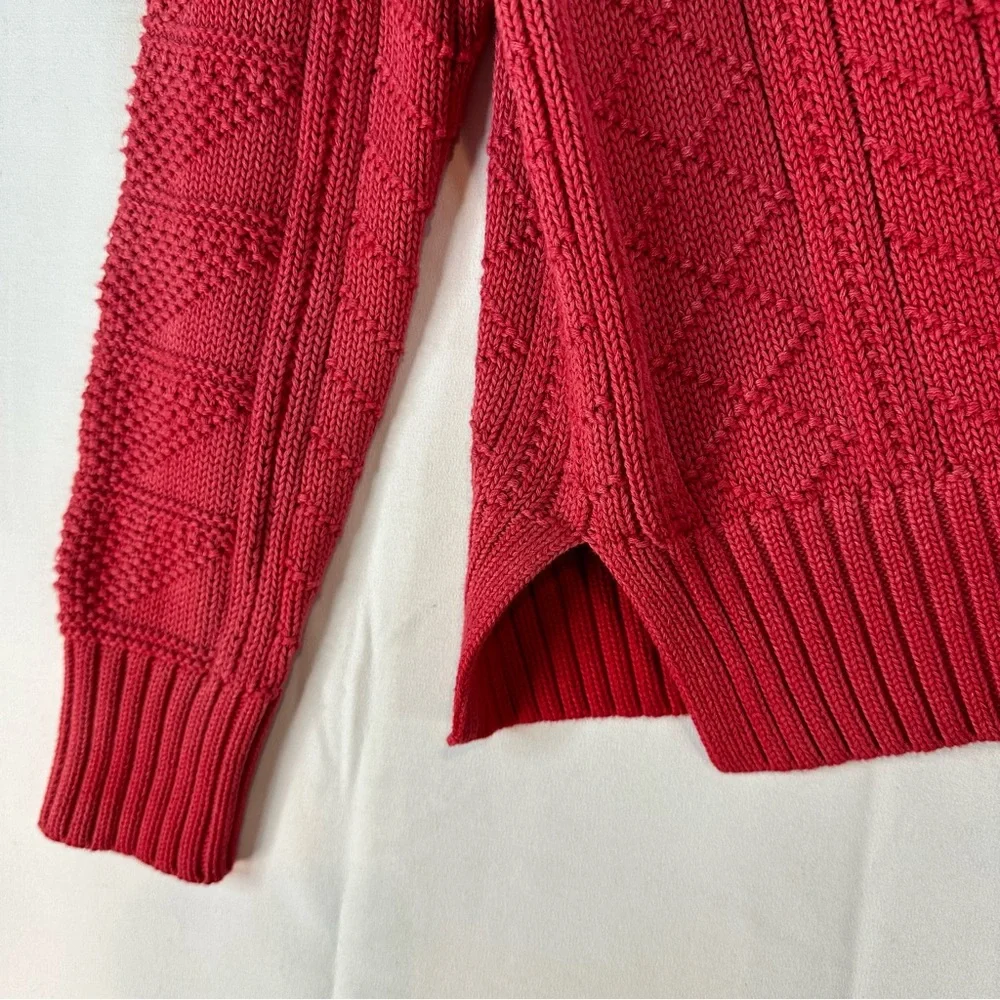 POLO RALPH LAUREN Men’s Size M Sweater Crew Neck Cotton Pullover Red Cable Knit